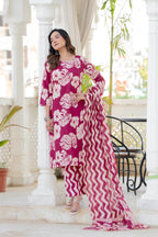 Pink Palm Straight Suit Set