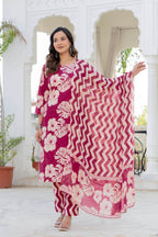 Pink Palm Straight Suit Set