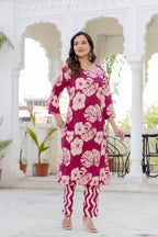 Pink Palm Straight Suit Set