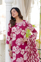 Pink Palm Straight Suit Set