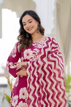 Pink Palm Straight Suit Set