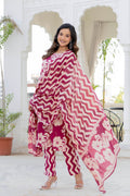 Pink Palm Straight Suit Set