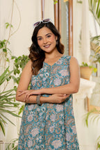 Neel Handblock Sleeveless Kurta Palazzo Set