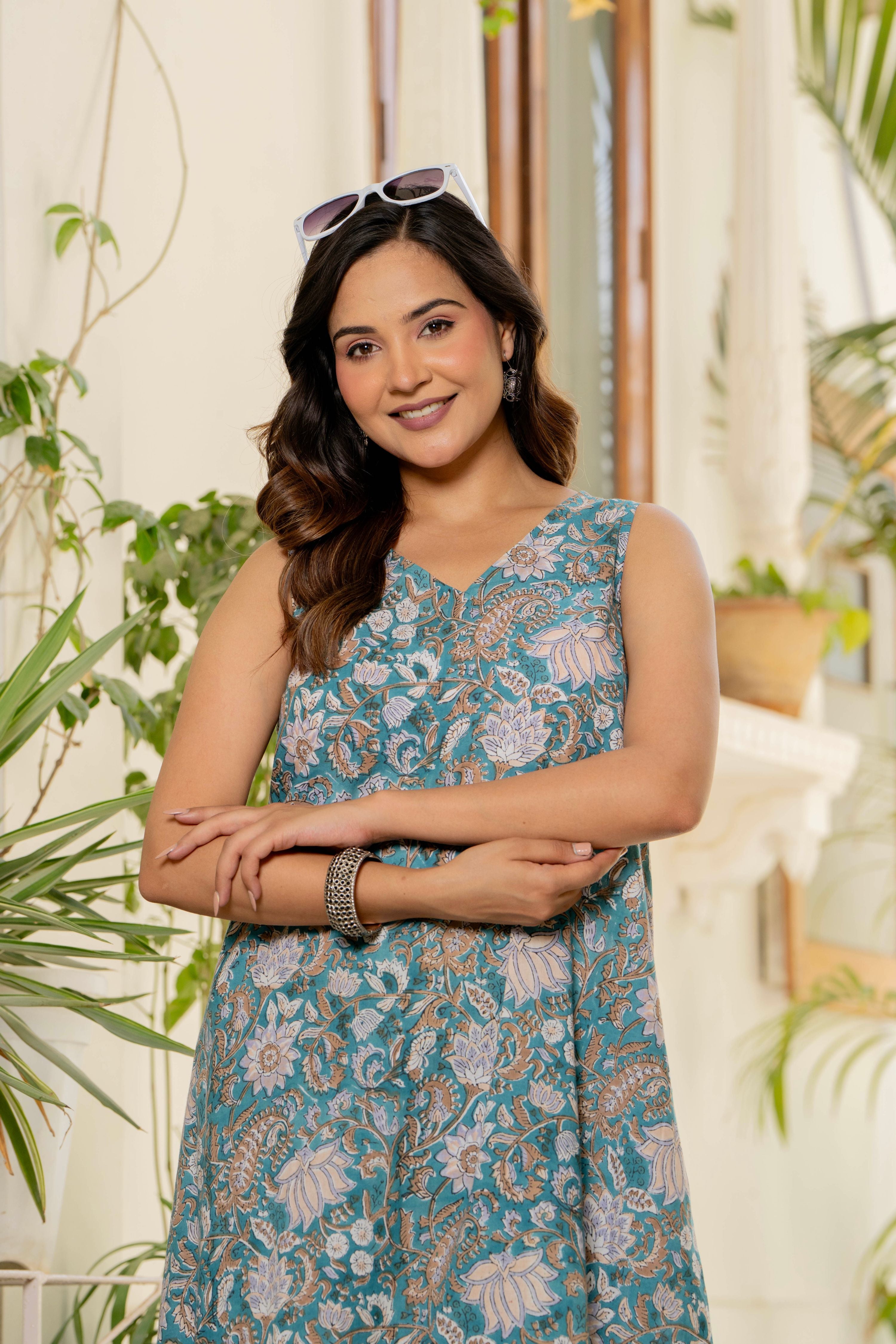 Neel Handblock Sleeveless Kurta Palazzo Set