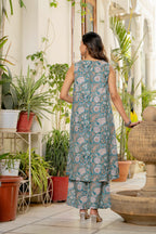 Neel Handblock Sleeveless Kurta Palazzo Set