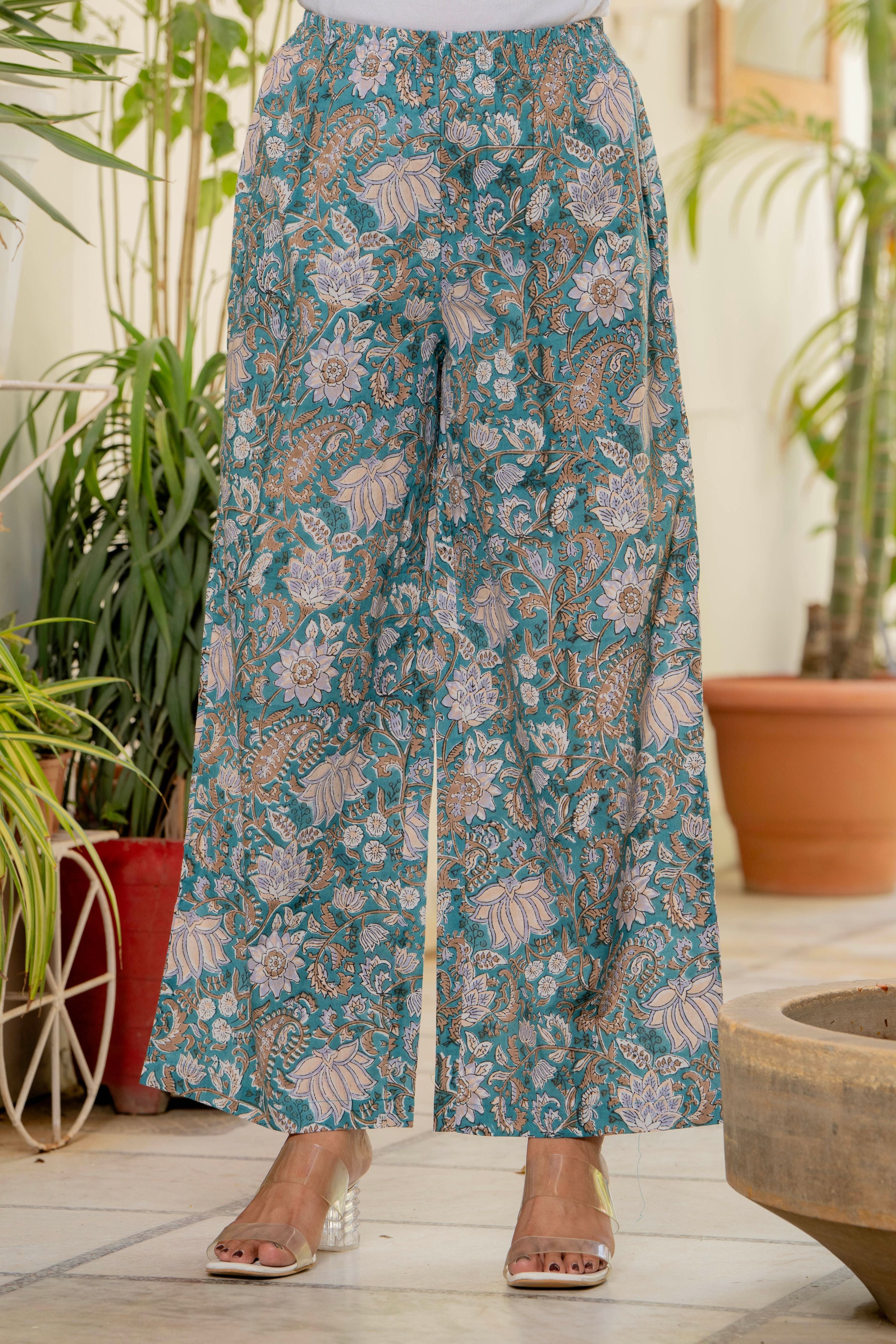Neel Handblock Sleeveless Kurta Palazzo Set