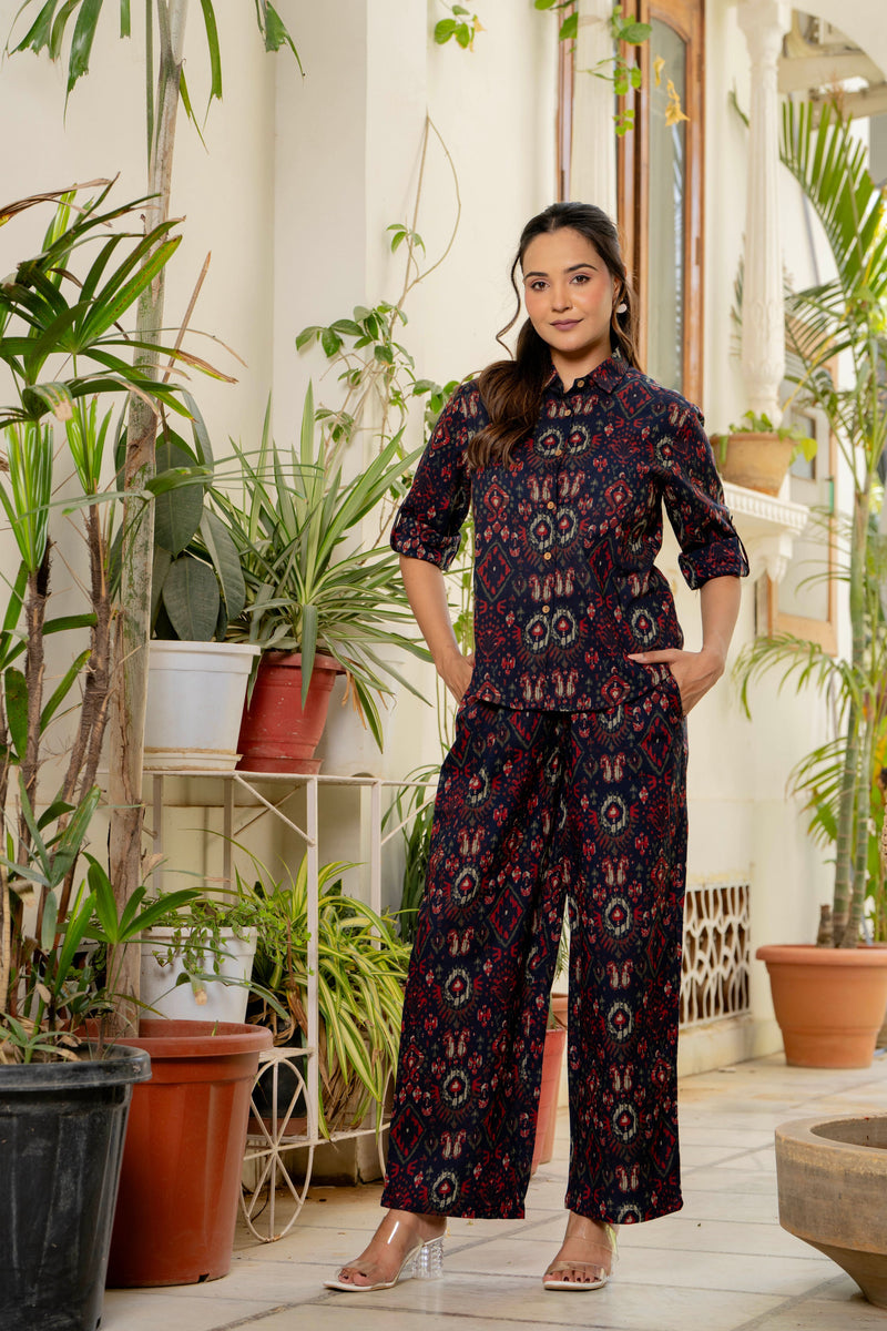 Ikkat Blue Co-Ord Set