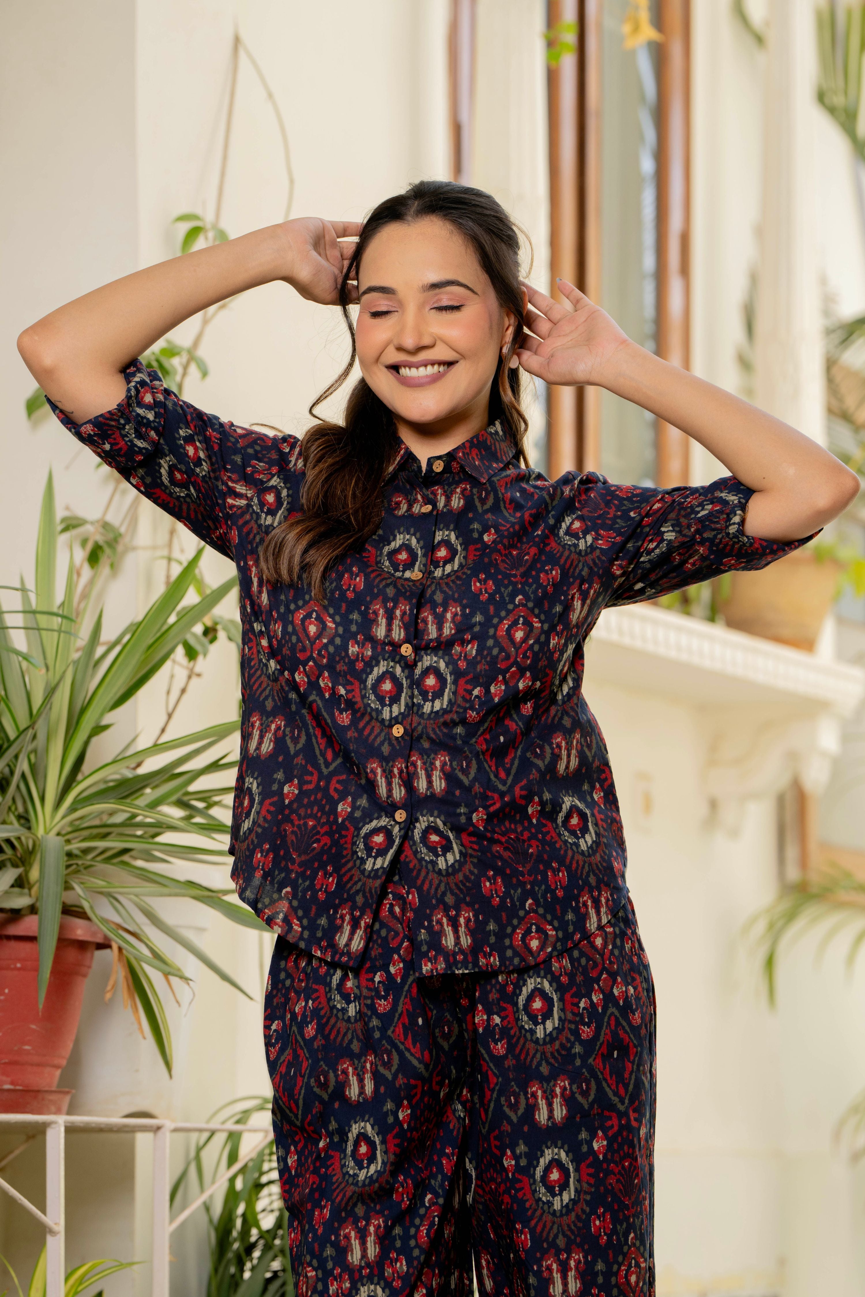 Ikkat Blue Co-Ord Set