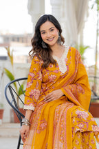 Mustard Blossom Straight Suit Set