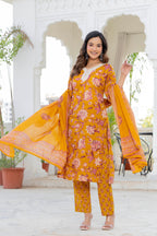 Mustard Blossom Straight Suit Set