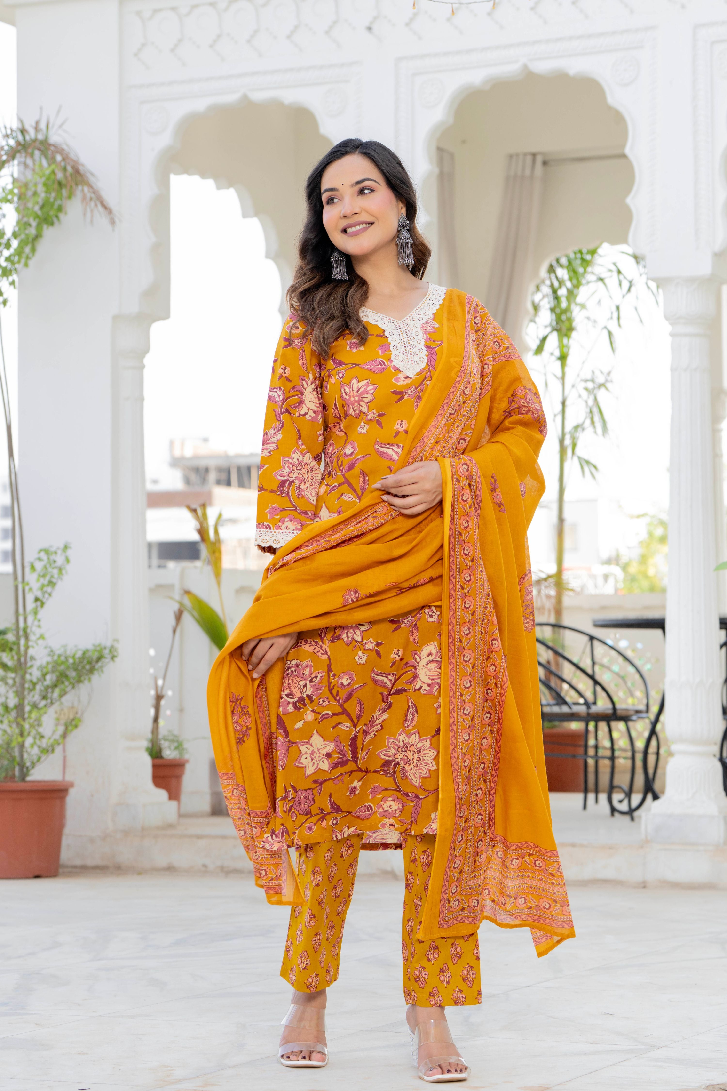 Mustard Blossom Straight Suit Set