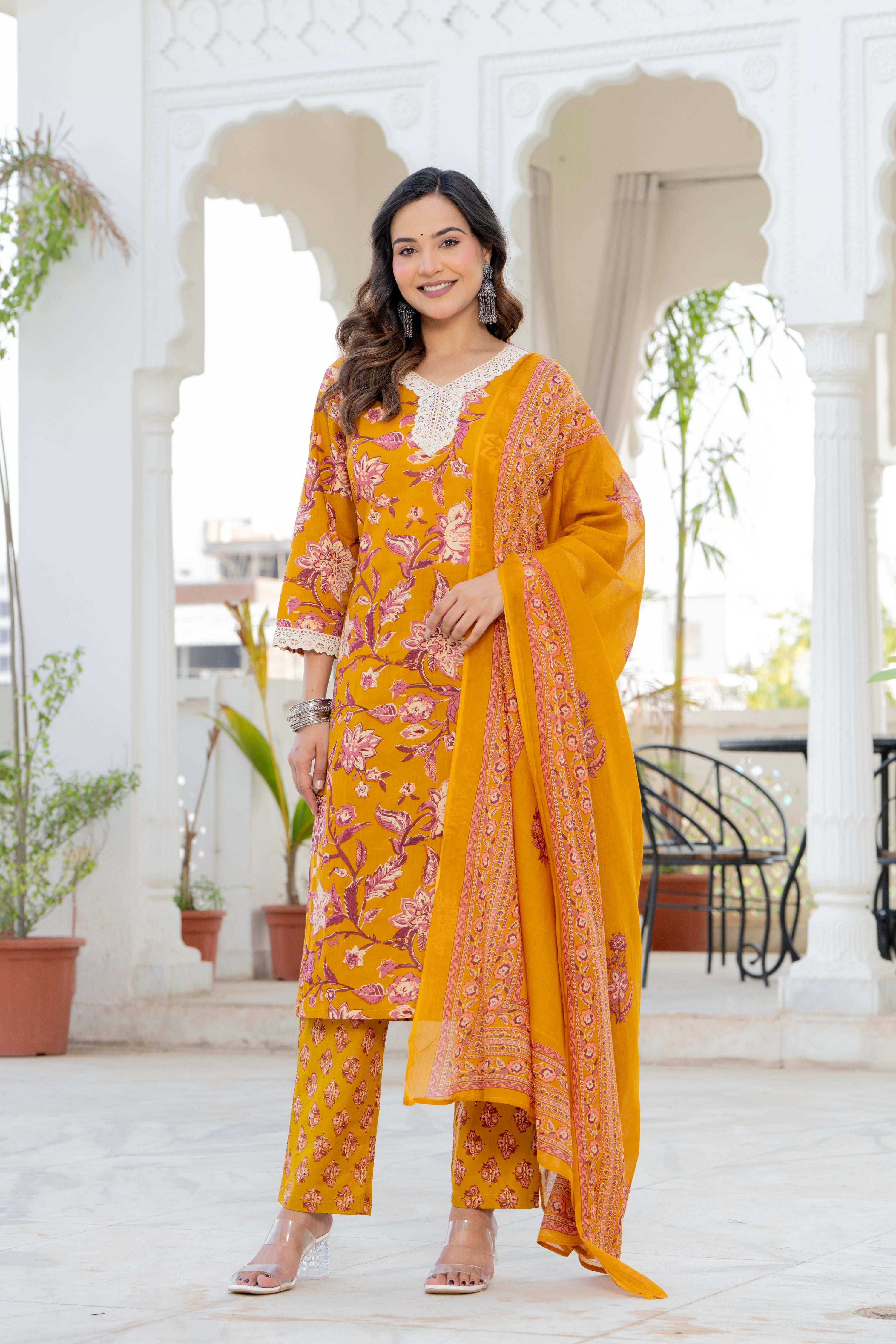 Mustard Blossom Straight Suit Set