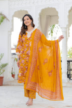 Mustard Blossom Straight Suit Set