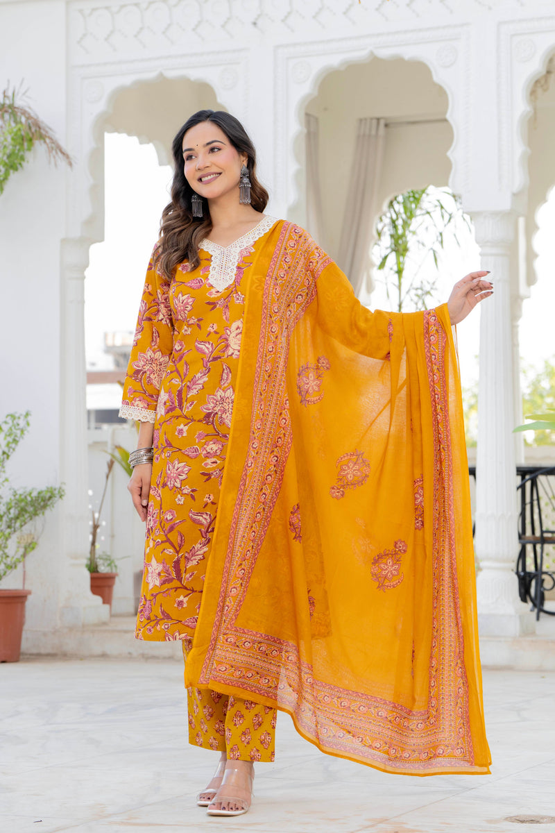 Mustard Blossom Straight Suit Set