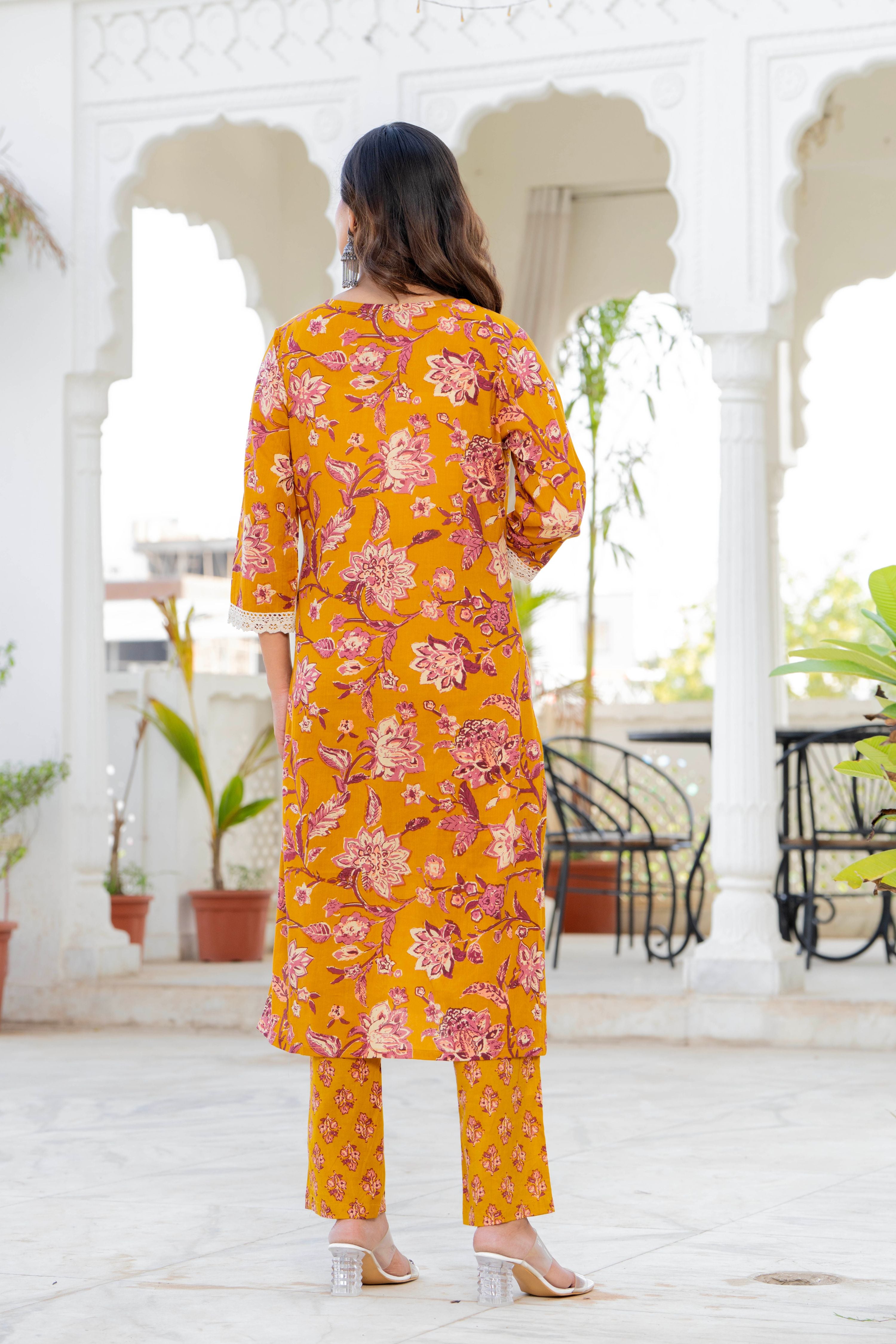Mustard Blossom Straight Suit Set