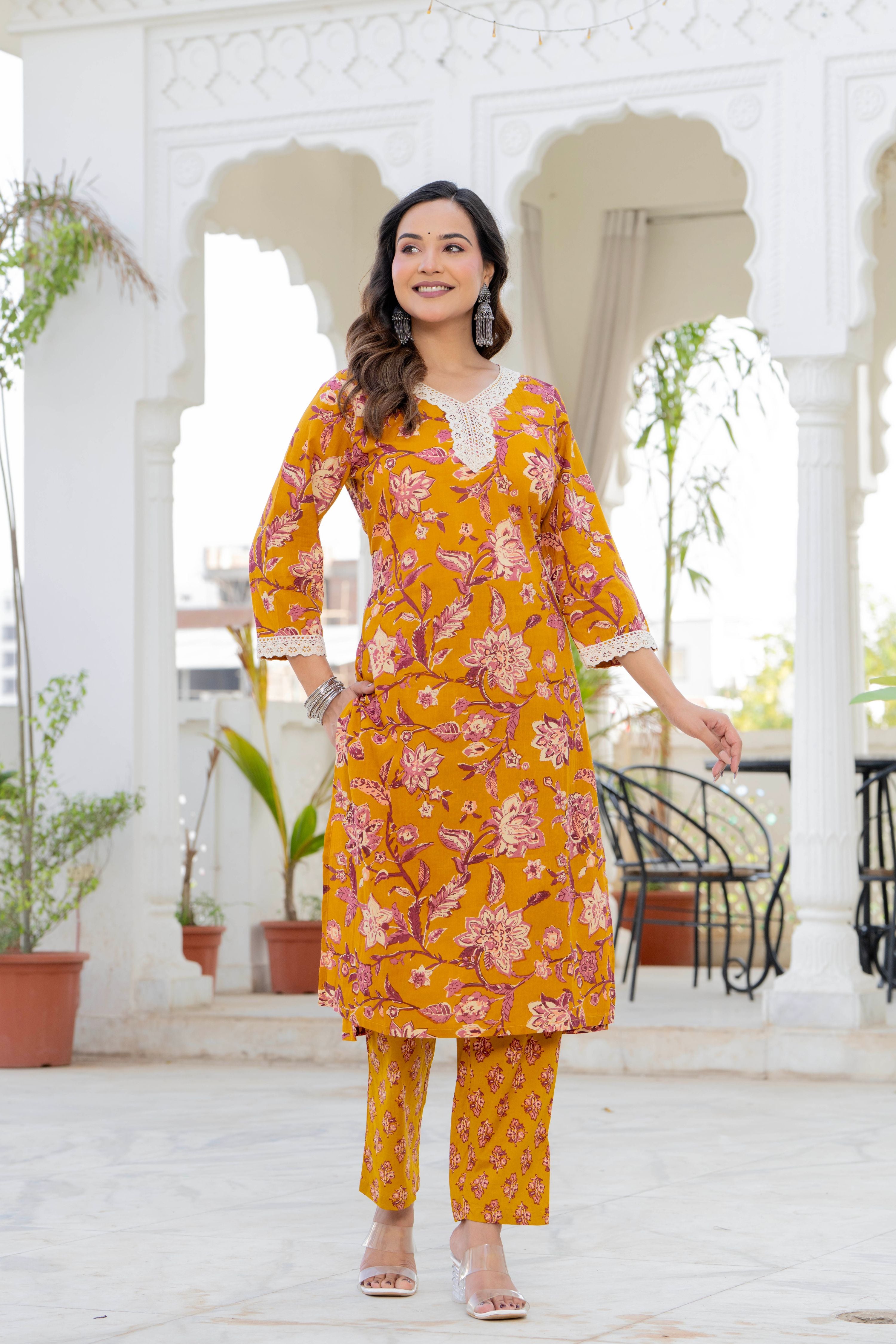 Mustard Blossom Straight Suit Set