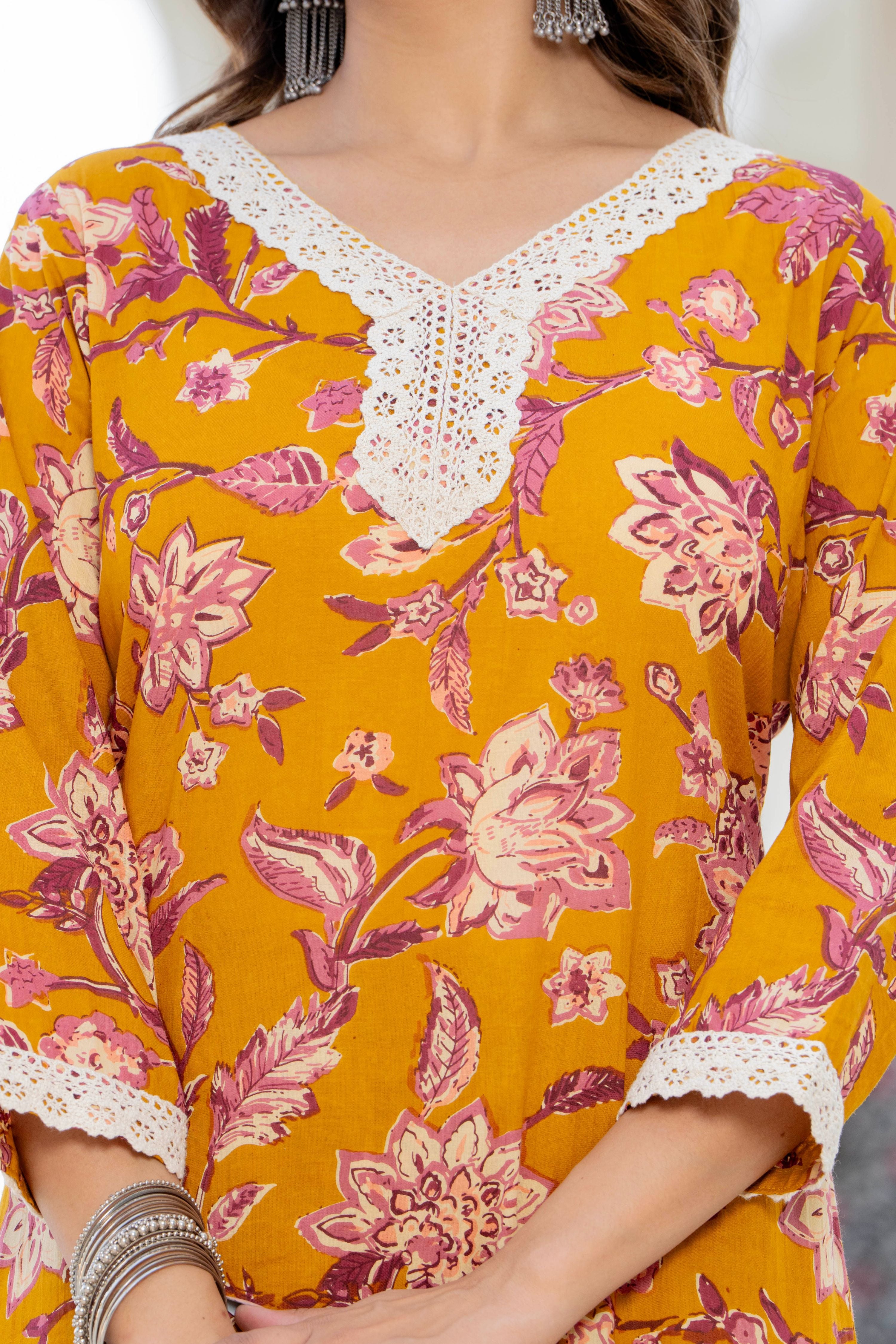 Mustard Blossom Straight Suit Set