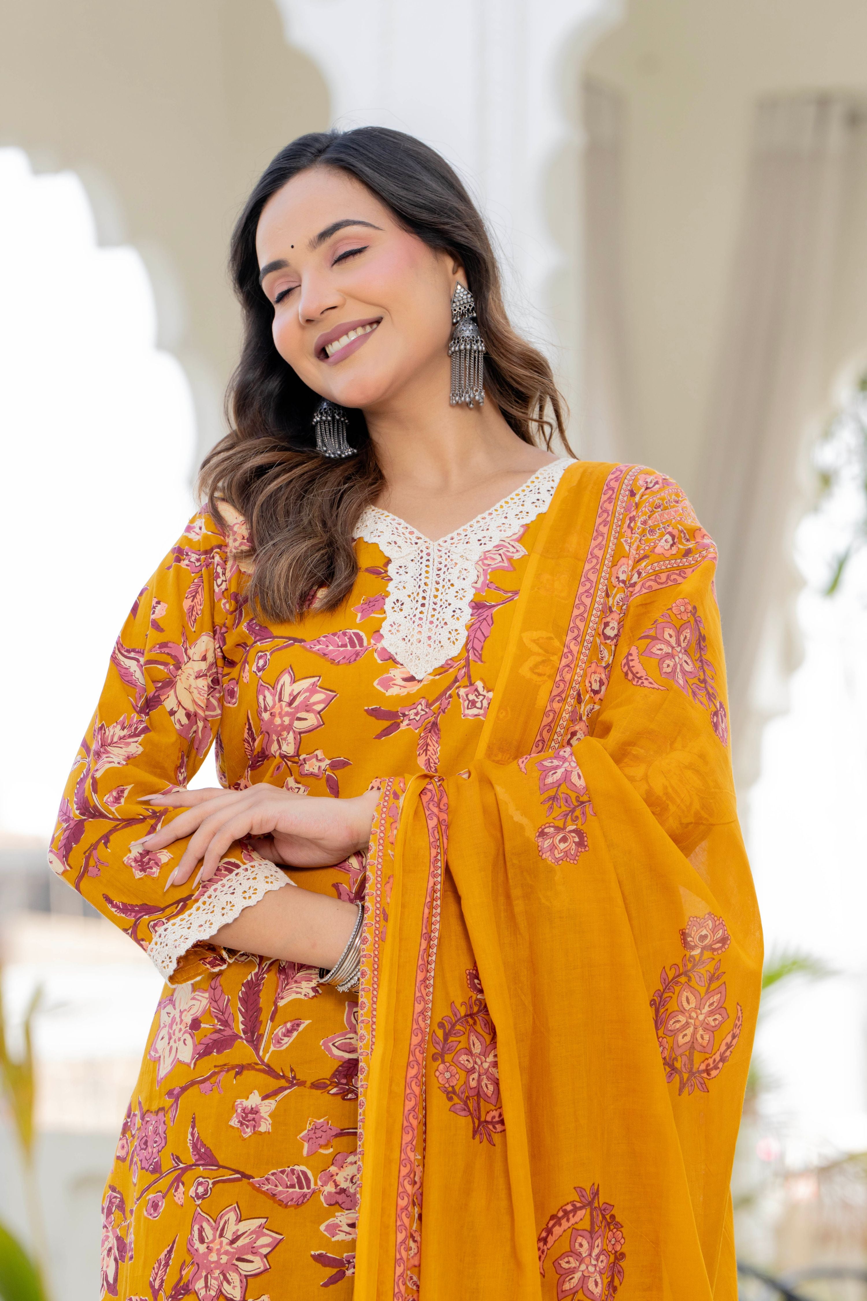 Mustard Blossom Straight Suit Set