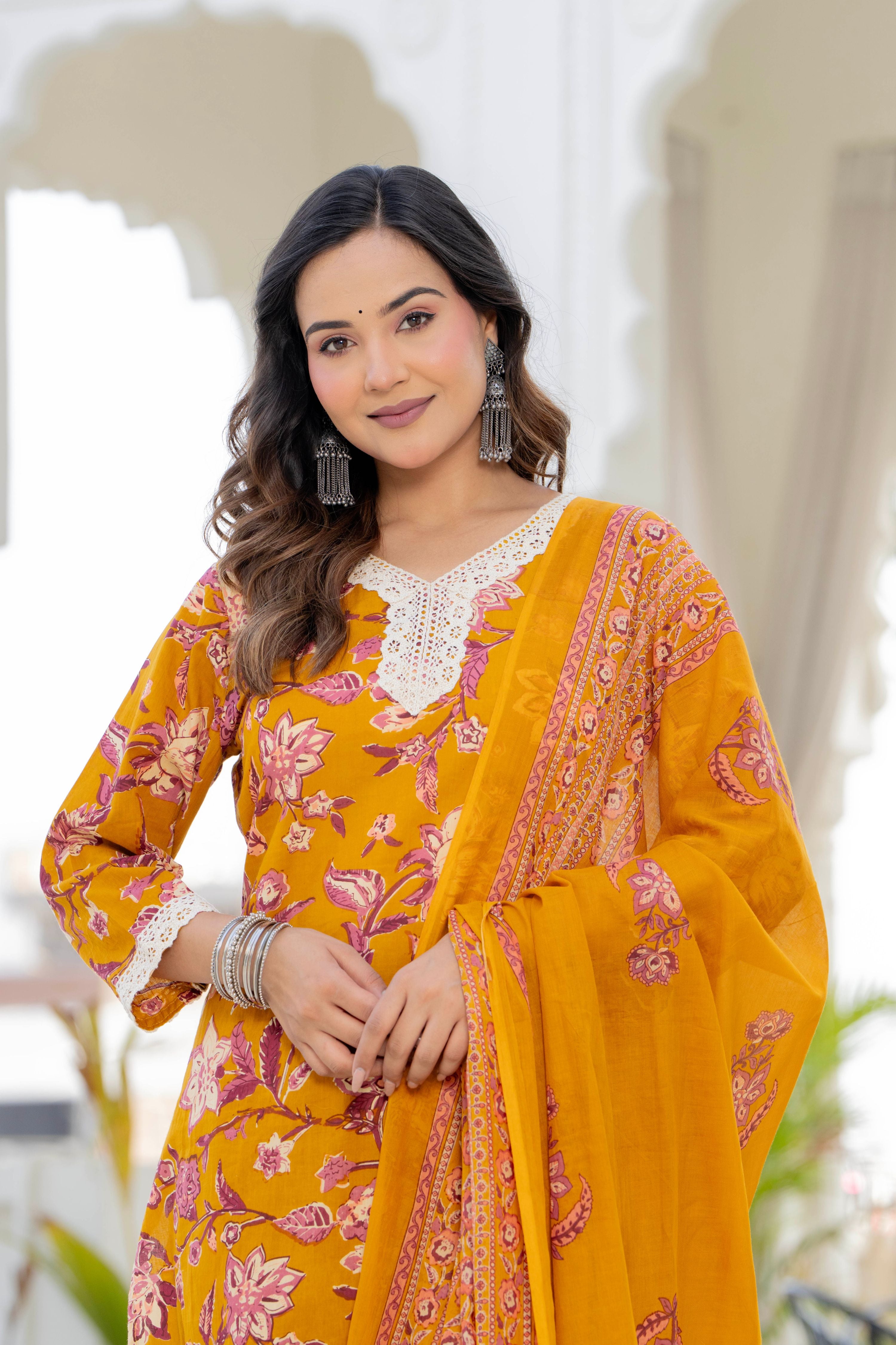 Mustard Blossom Straight Suit Set
