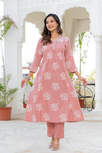 Rosette Lilac Pink Anarkali Suit Set