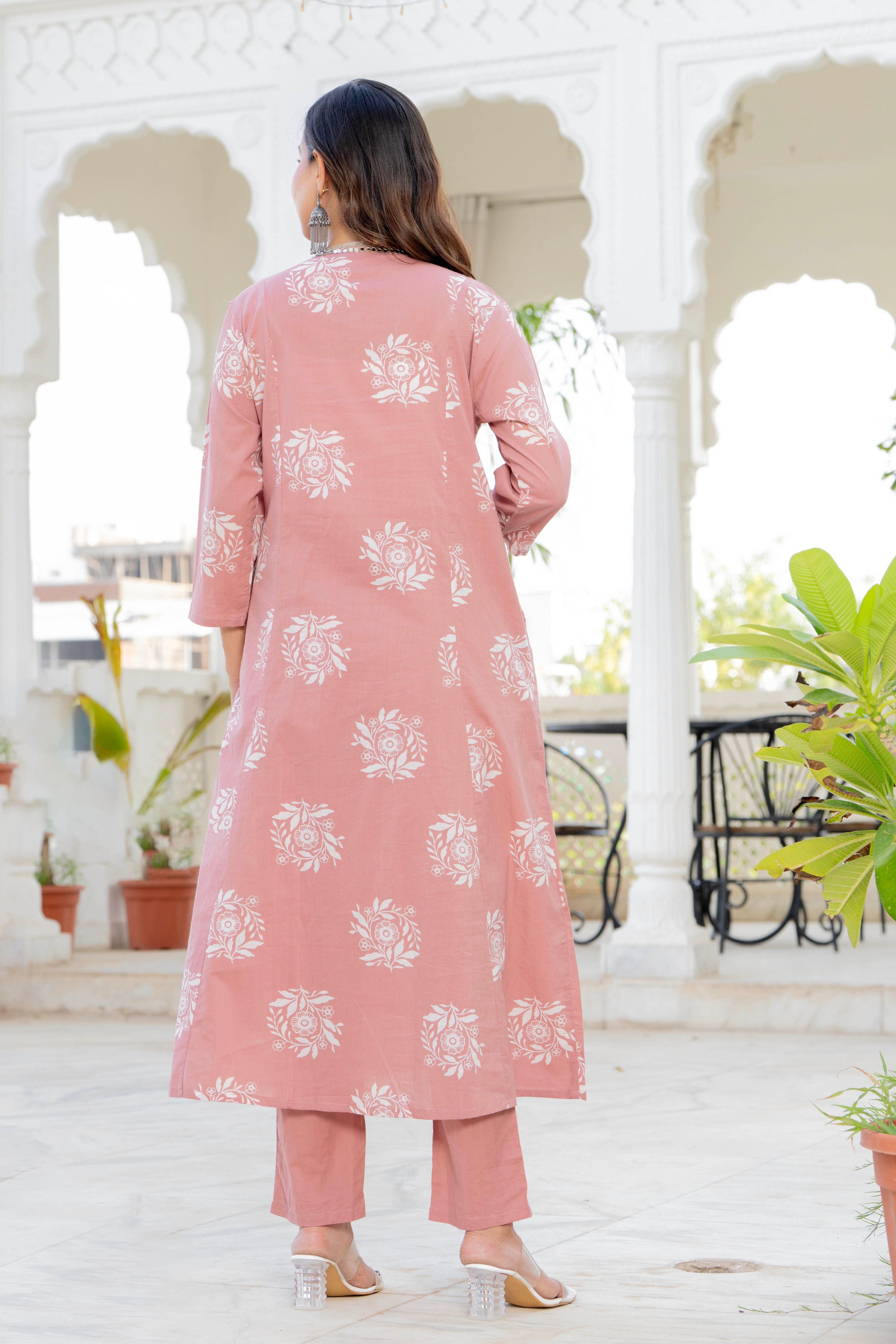 Rosette Lilac Pink Anarkali Suit Set