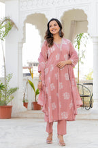 Rosette Lilac Pink Anarkali Suit Set