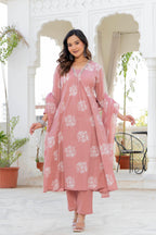 Rosette Lilac Pink Anarkali Suit Set