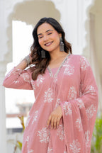 Rosette Lilac Pink Anarkali Suit Set