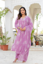 Pearl Lavender Bloom Anarkali Suit Set