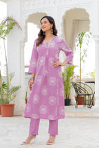 Pearl Lavender Bloom Anarkali Suit Set