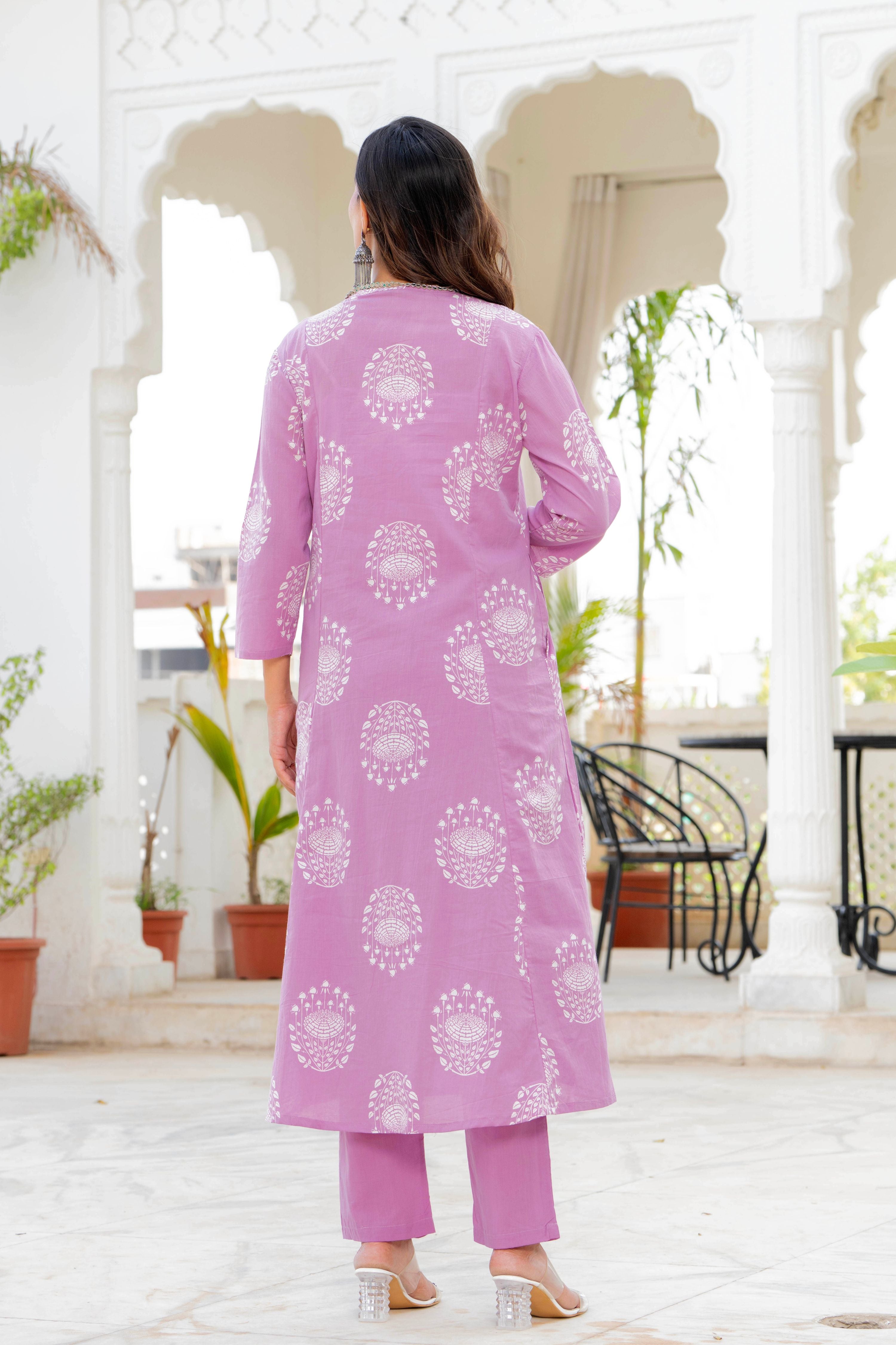 Pearl Lavender Bloom Anarkali Suit Set