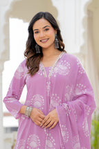 Pearl Lavender Bloom Anarkali Suit Set