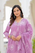 Pearl Lavender Bloom Anarkali Suit Set