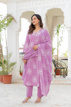 Pearl Lavender Bloom Anarkali Suit Set