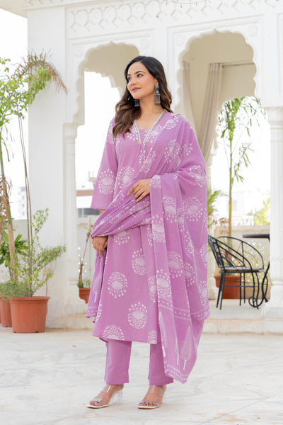 Pearl Lavender Bloom Anarkali Suit Set