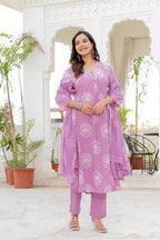 Pearl Lavender Bloom Anarkali Suit Set