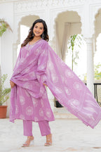 Pearl Lavender Bloom Anarkali Suit Set