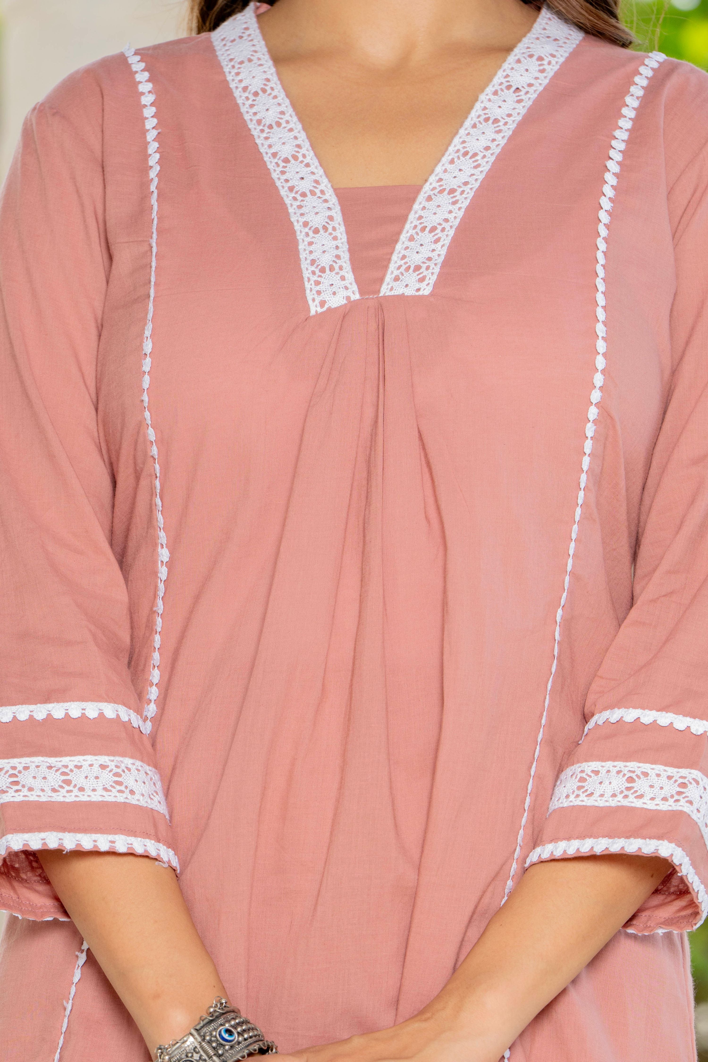 Solid Lilac Pink Anarkali Suit Set