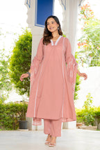 Solid Lilac Pink Anarkali Suit Set