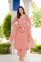 Solid Lilac Pink Anarkali Suit Set