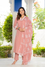 Solid Lilac Pink Anarkali Suit Set
