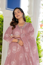 Pearl Dusty Rose Pink Anarkali Suit Set