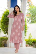 Pearl Dusty Rose Pink Anarkali Suit Set