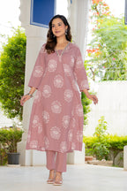 Pearl Dusty Rose Pink Anarkali Suit Set