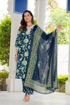 Blue Blossom Straight Suit Set