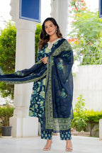 Blue Blossom Straight Suit Set
