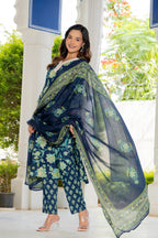 Blue Blossom Straight Suit Set