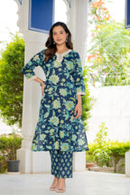 Blue Blossom Straight Suit Set