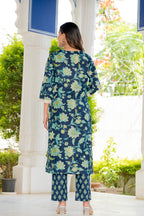 Blue Blossom Straight Suit Set