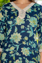 Blue Blossom Straight Suit Set